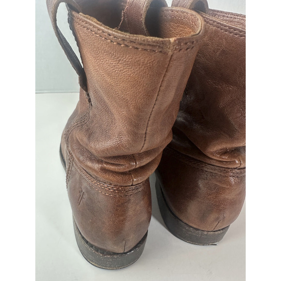 Frye Anna Shortie Leather Pull On Ankle Boots Camel Brown Size 6.5 M 3471055 - Picture 12 of 16